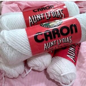 Caron Aunt Lydia Rug Yarn Lot White 5 Skein Craft Macrame Latch Hook Vintage USA